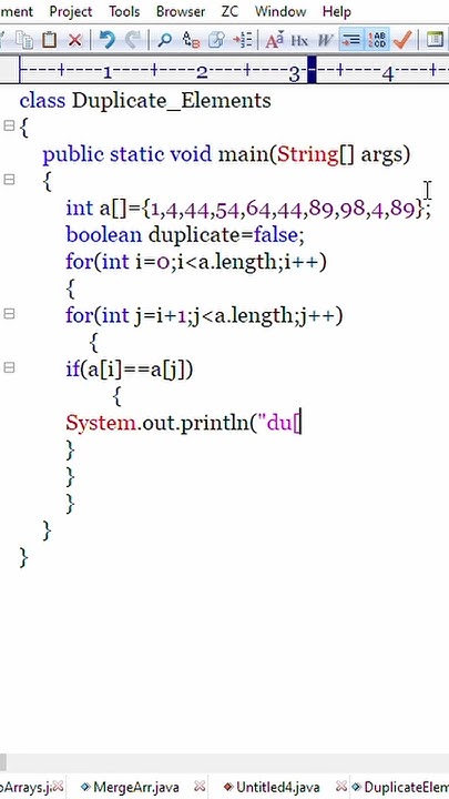 write a program to find a duplicate elements in an array in java #array ...