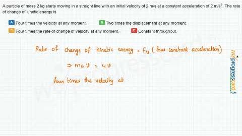 A particle of mass 2 kg starts moving in a straight line