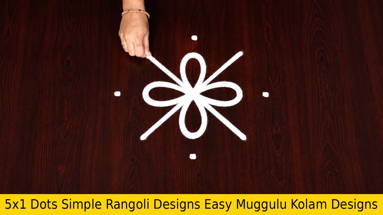 5×1 Dots Simple Rangoli Designs Easy Muggulu Kolam Designs