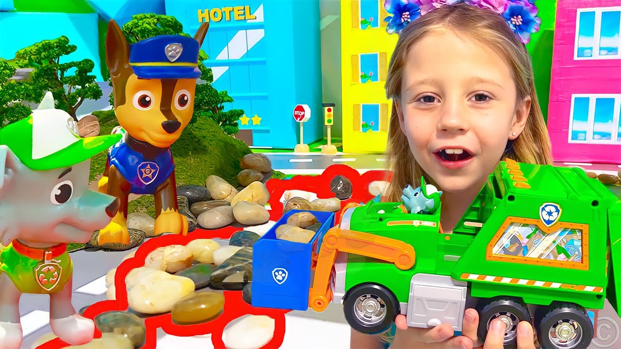 ⁣Nastya aprende como reciclar coisas no Dia da Terra com brinquedos Paw Patrol