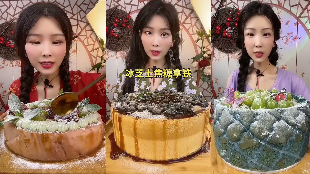 Asmr Crepe Roll Cake, Mochi, Crepe Cake, Container || Kwai Dessert Eating Video