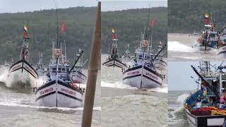Kumta Fishing Boat In Waves Finally Boats Started Fishing Arabian Sea Tadri