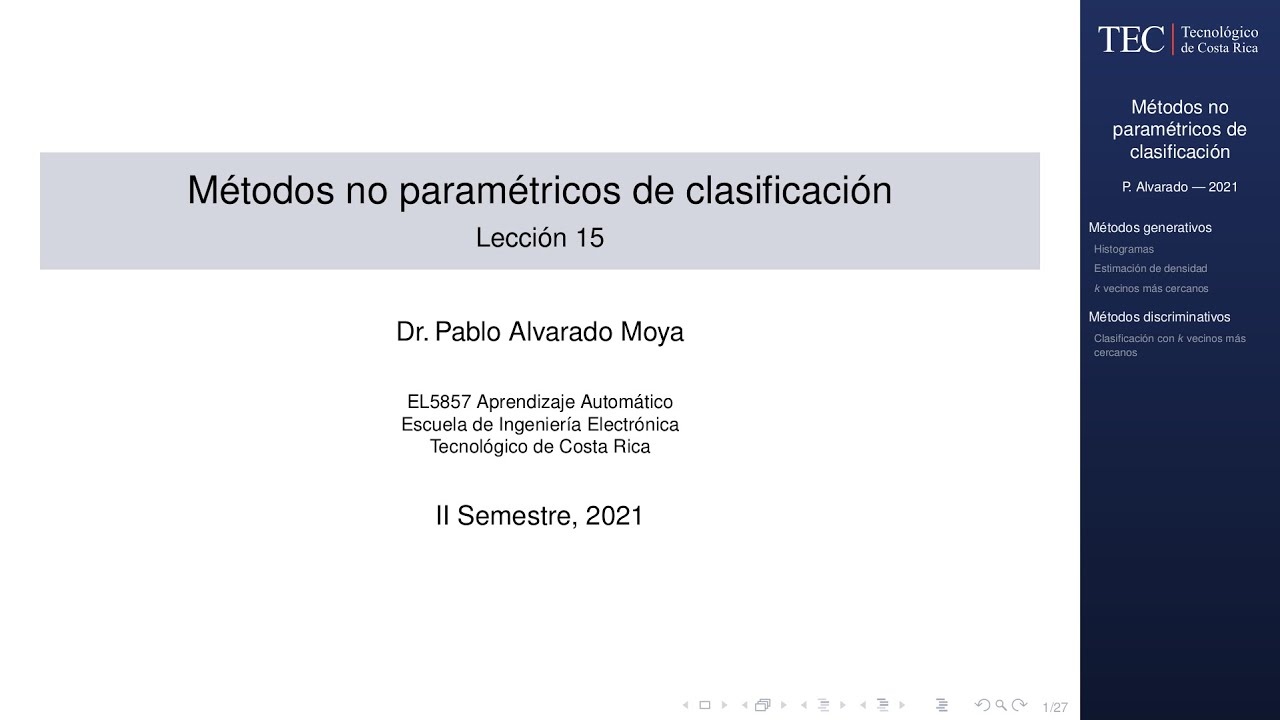 EL5857 Lección 15: Métodos no paramétricos de clasificación