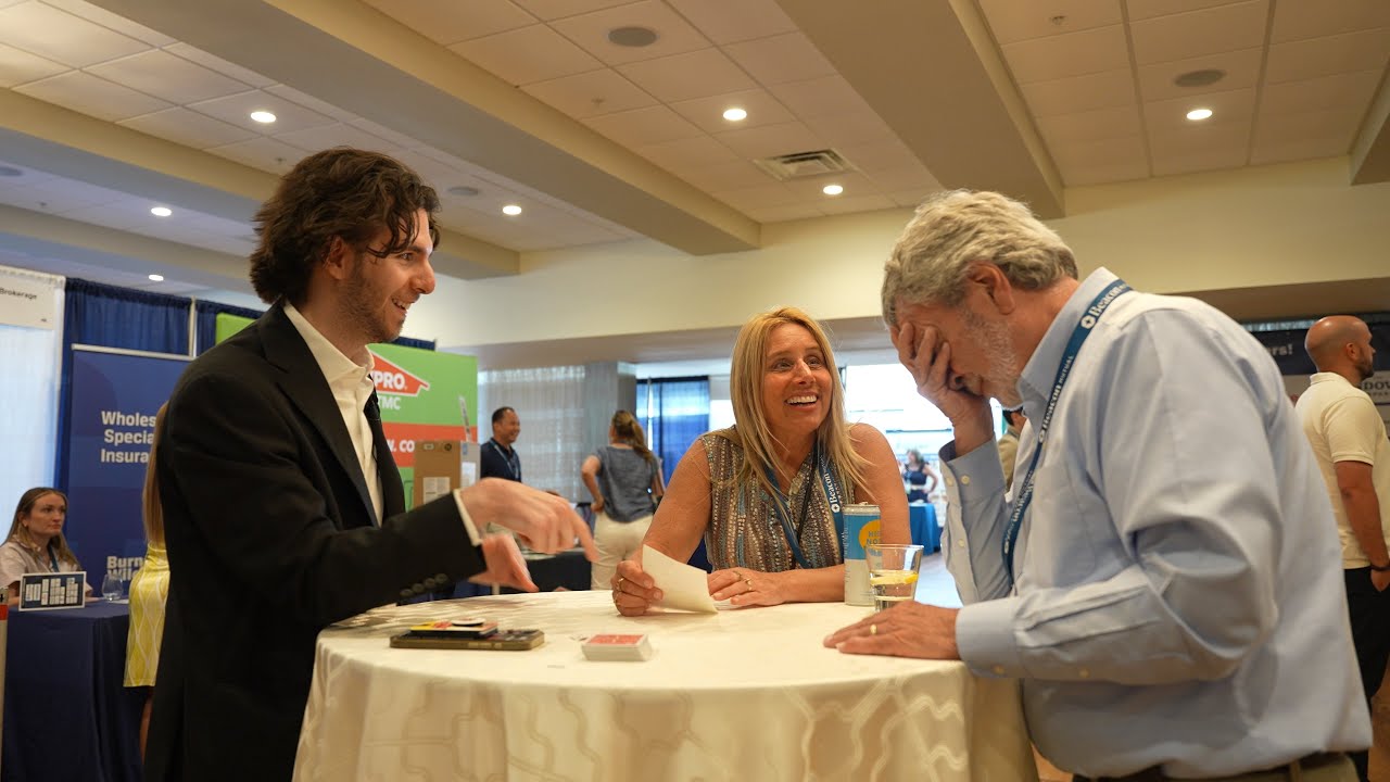 Performing mingling magic at corporate event