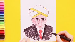 How to draw Sir M. Visvesvaraya - Engineer&#39;s Day