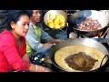 Cooking many food items for guests in Village || Local chicken,Buff dry meat,egg etc..