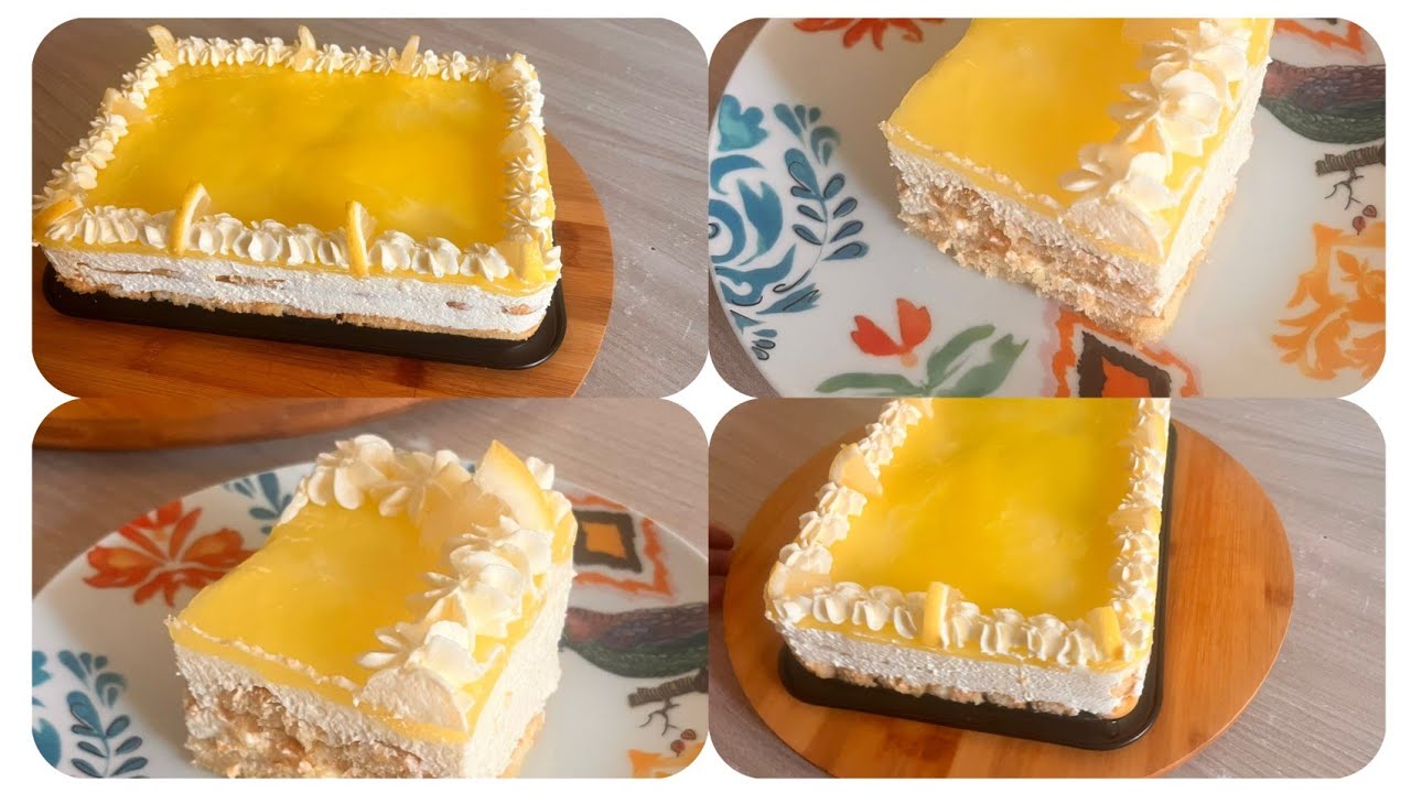 لعشاق الحامض🍋 طرطة منعشة دون فرن وبدون جيلاتين🍰💯 torta al limone 🍋 senza cottura