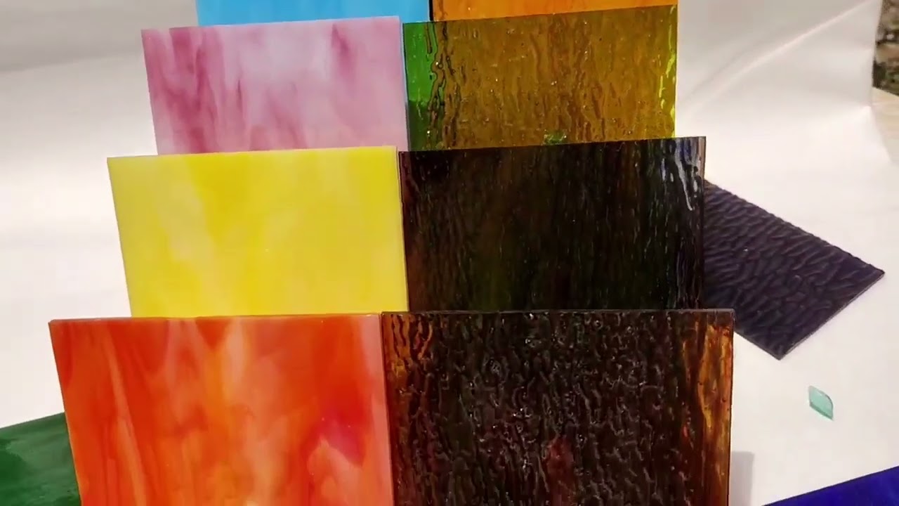 9pcs 10X15cm/4X6in Colored Glass Sheets Red Yellow Blue Green Purple White Rainbow Transparent Glass