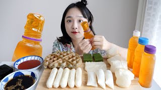 Honey Jelly Mukbang🍯Cheese Rice Cakes, Kirimochi, Rice Cake Waffles! REALSOUND Eating Show :D