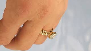 Bezel Set Moissanite Engagement Ring Set, Asscher Cut 14k Solid Gold Stacking Ring