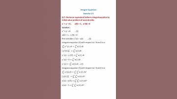 Derive an equivalent Volterra  integral equation to initial value problem of second order #math