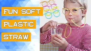 Fun Soft Plastic Straw Toys Children Funny Glasses Flexible Drinking Toys Party Joke Tube Tools Kids screenshot 2