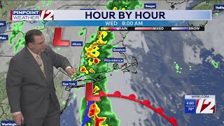 WPRI 12 Weather Forecast for 7/28/26:  Brief Shower Today; Widespread Rain Wednesday