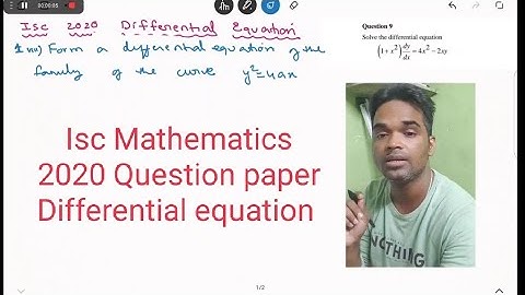 isc maths 10 year question paper solution || isc maths 2020 question paper || differential equation