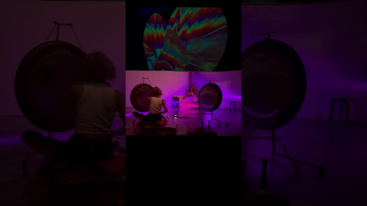Gong Sound Bath with ART sounds visualization from magic island Koh Phangan Thailand.