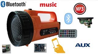 Колонка mp3 с USB, Bluetooth, AUX, FM radio, из фонарика.