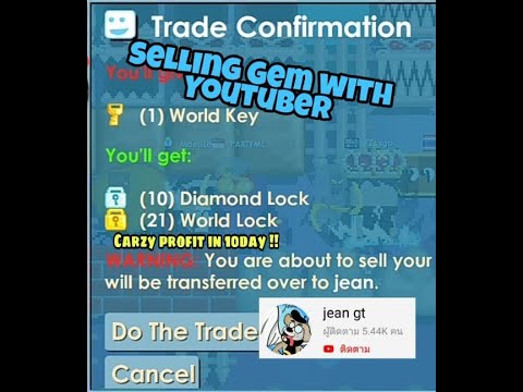 Growtopia Sell 1.2m Gem Got 1021wl Profit Sell with Youtuber?!!