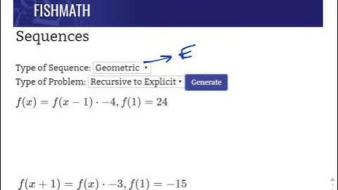 Geometric Sequences - Recursive to Explicit - FishMath.com