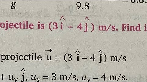 A body is projected from the ground with a velocity v=(3 i^ +4j^ )ms−1  The maximum height and range