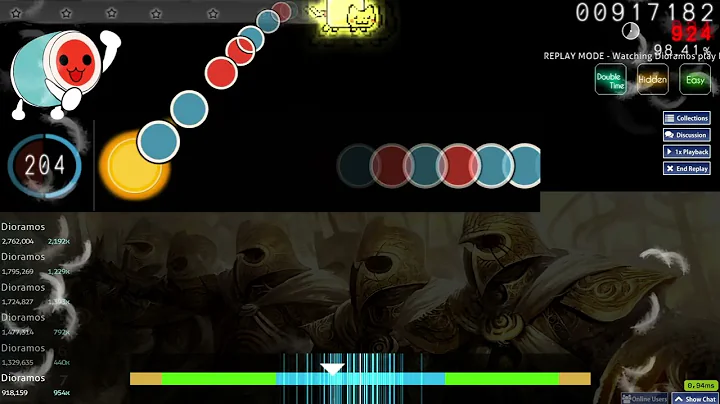 Osu! Taiko: Rhapsody - Epicus Furor / Emerald Sword. EZ+HD+DT, 8,5*, 270BPM Streams, 5 Misses, 748pp