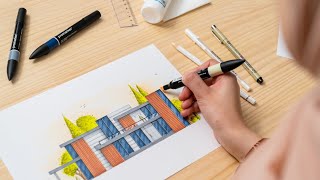 My course on Domestika (Introduction to marker rendering for architecture and interiors)