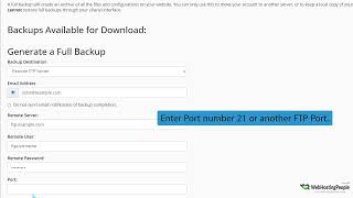 How to generate a cPanel backup and sent it to FTP Server with WebHostingPeople