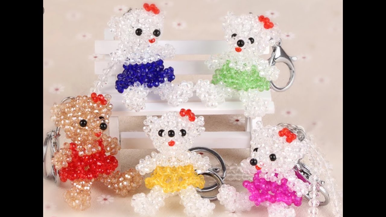 DIY kawaii Bead teddy bear (part 1)水晶串珠教学 可爱的坐姿泰迪熊 (一）