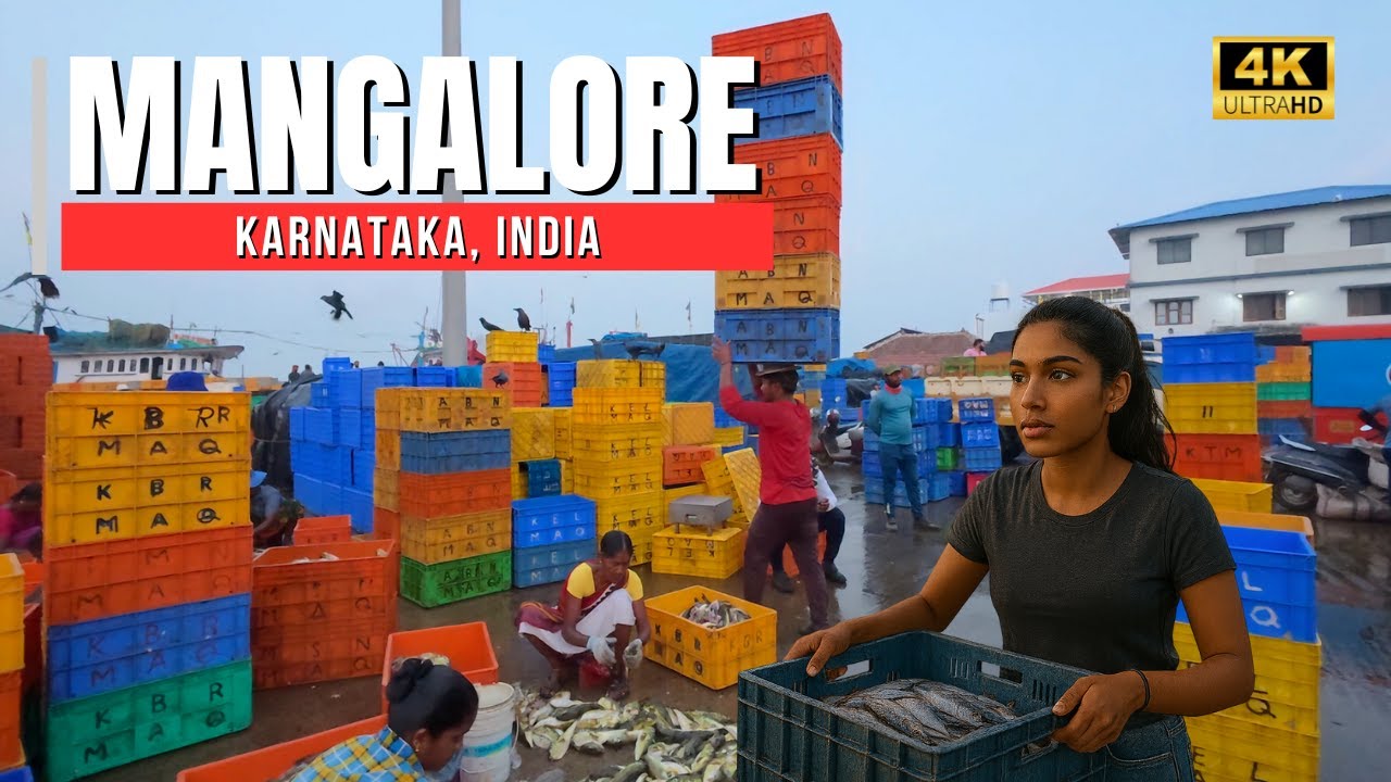 【India Walk 4K】Mangalore Fish Market | Karnataka | 2024 | Fresh Seafood & Local Life