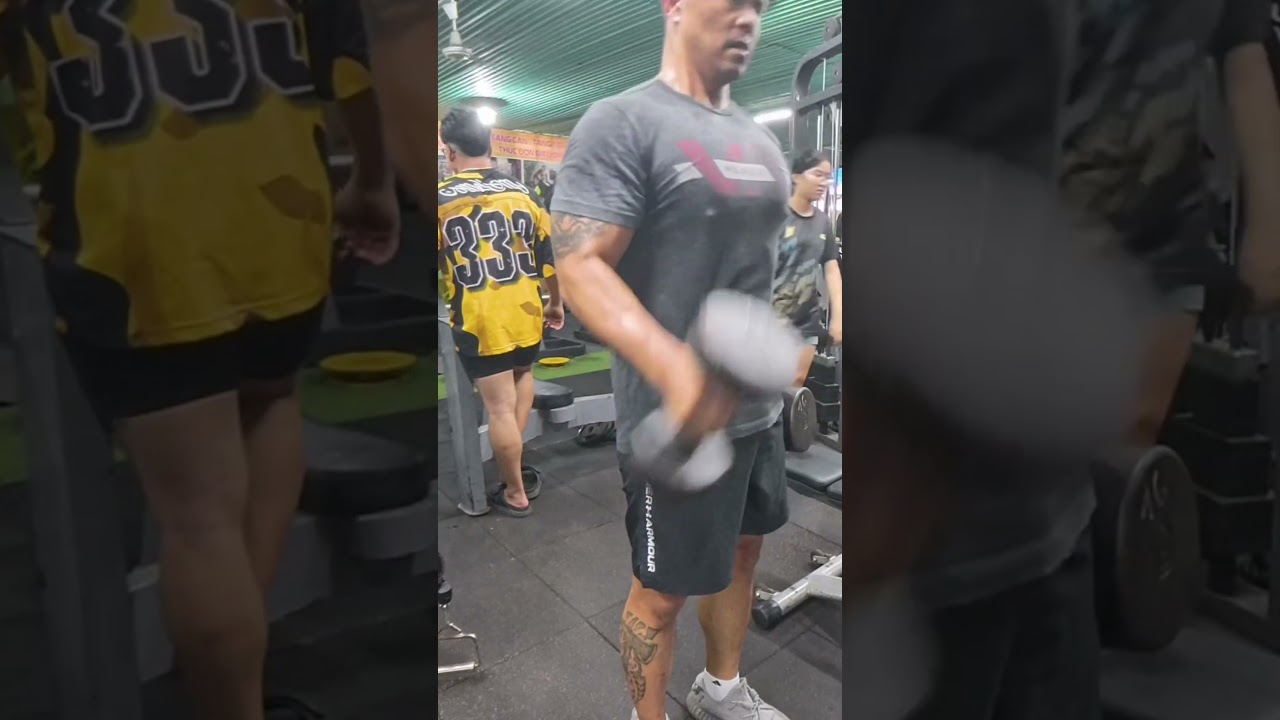 First workout in Vietnam! No air conditioning, just raw iron and 