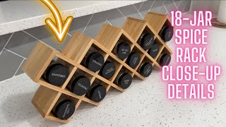 18 Jar Bamboo Spice Rack CLOSE UP DETAILS