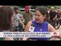 Manifestantes se acuestan sobre calle para recordar a ciclista atropellado por camión en Bridgeport