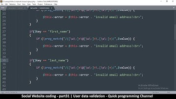 Social Website from scratch - Part 31 - User data validation | OOP PHP with MYSQL Database