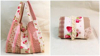 エコバッグ作り方　（内生地なし）DIY Eco bag (no inner fabric) sewing tutorial　コンビニレジ袋型