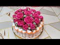 Торт Корзина с бордовыми розами