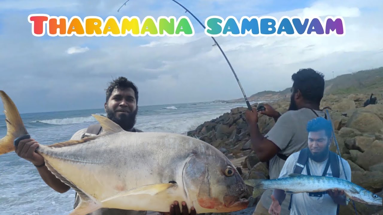 shore fishing @ kanyakumari beach - Giant trevally and barracuda fishing #gtfishing #barracuda#life