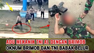 OKNUM BRIMOB HAJ4R POLISI MILITER TNI AL DIPELABUHAN SORONG