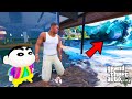 Franklin Trying to Survive Biggest Tsunami Wave in GTA 5 | SHINCHAN and CHOP