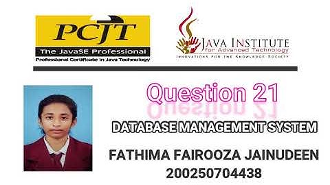 DBMS Question Session Task No 21 | 1st Year | Semester 01 | Java Institute | Fathima Jainudeen