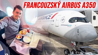 S Air France z Abu Dhabi do Prahy. Airbus A350-900 Business Class