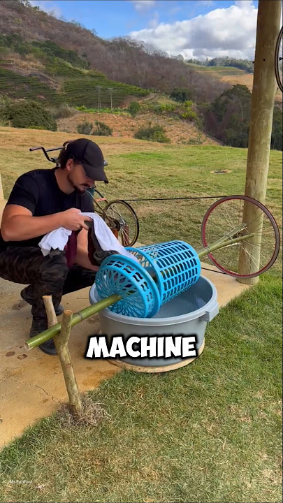 Bike-Powered Washing Hack 🤔 #shortsvideo