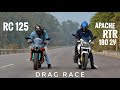 Ktm RC125 Vs Apache RTR 180 2v || Drag Race || Who Will Win?