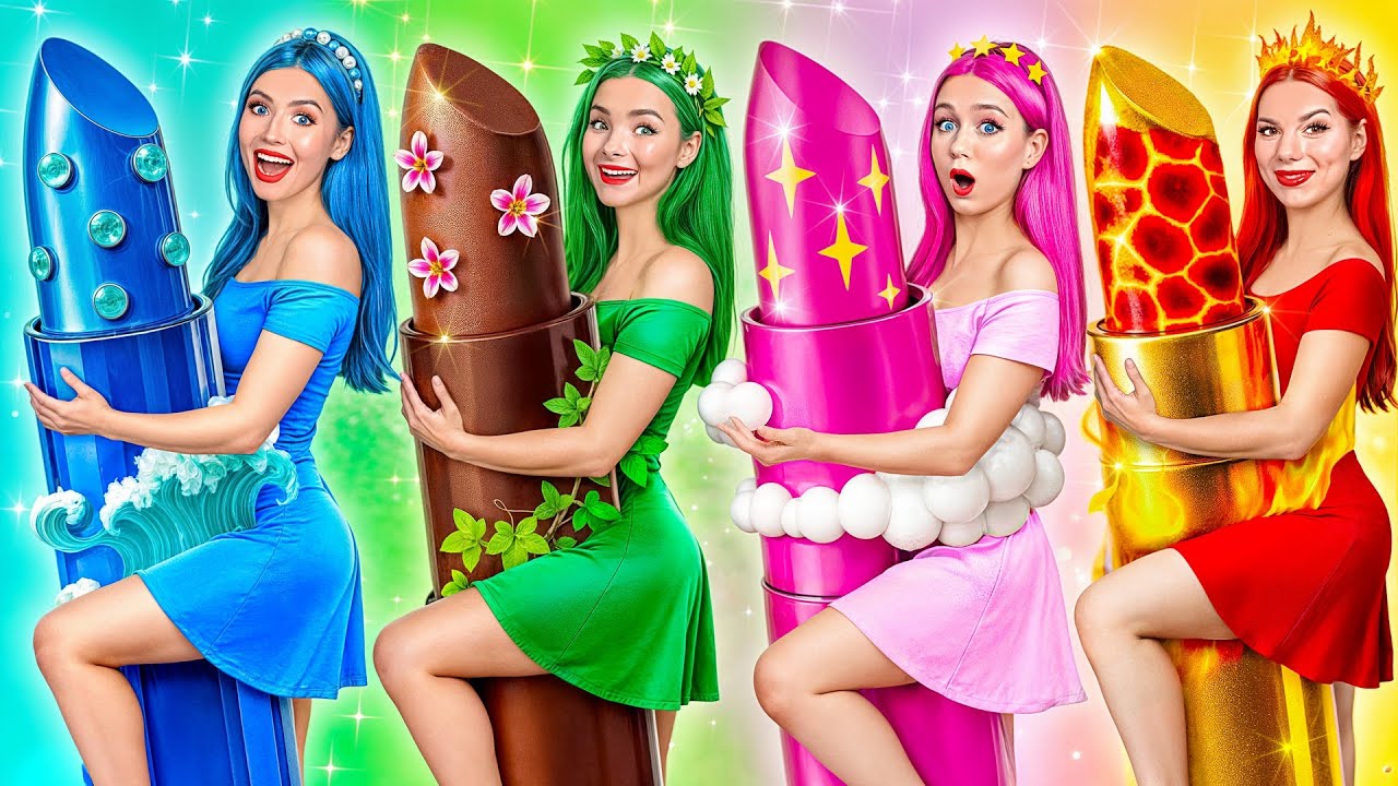 فتاة النار، فتاة الماء، فتاة الهواء و فتاة الأرض | التحدي المجنون مع أربعة عناصر Bubba DO Challenge