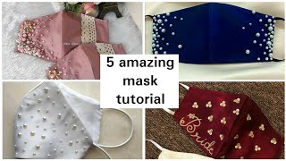 cara membuat masker brokat hijab tali kain serut||diy mask||masker 3 lapis