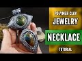 DIY Hollow Beads Necklace with Labradorite Gemstones. Polymer Clay Jewelry. VIDEO Tutorial!