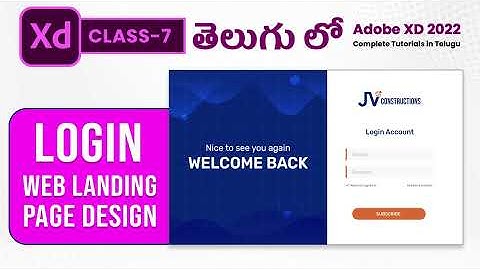 Adobe XD for Beginners Telugu - Tutorial #7 -  Login Web Landing Page by Vamsi Dande in Grafix Vidya