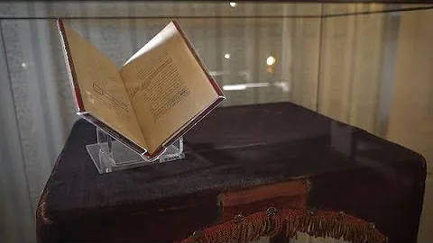 Dickens's reading desk with Dr Leon Litvack