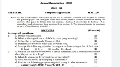 ICSE class 9 computer application model sample paper