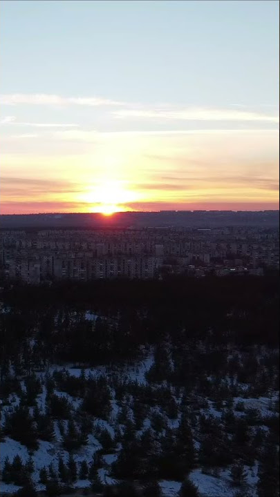 DJI MINI SE Winter nature snow forest sky background video Severodonetsk