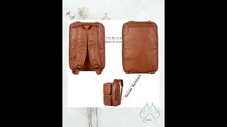 3-in-1 Leather Briefcase Backpack Hybrid – Convertible 17″ Laptop Bag (Red Lining)