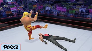 PCSX2 PS2 Emulator - WWE SmackDown Shut Your Mouth Hollywood Hulk Hogan VS Undertaker Match Gameplay